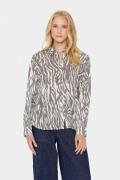 Saint Tropez Vegasz Shirt Kvinde Black Zebra Graphic Langærmede Skjort...