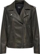 ONLY Onlnuma Faux Leather Biker Jacket C Kvinde Chocolate Chip/washed ...