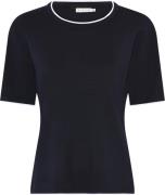 Micha BB Jumper_ Bbviscoseknitw. Edge Kvinde Navy Kortærmet Strik Str ...