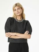 Neo Noir Maia Stone Knit Blouse Kvinde Antracit Melange Kortærmet Stri...