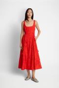 MUNTHE Fronia Embroidered Organic Cotton Dress Kvinde Red Midi Kjoler ...