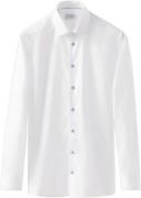 ETON White Twill Shirt Blue Details Slim Fit Mand Hvid Langærmede Skjo...