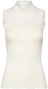 Rosemunde Silk top w/ Lace Kvinde Hvid Toppe Str L - hos Magasin