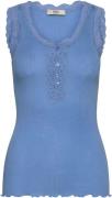 Rosemunde Rmwbalta SL Regular Placket Top Kvinde Azure Blue Toppe Str ...